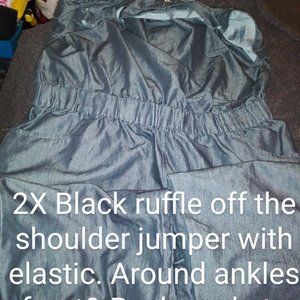 black off the shoulder jumper with ruffle